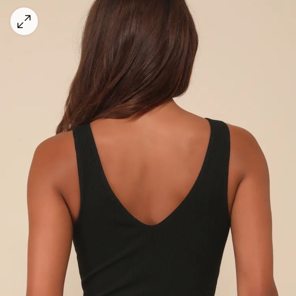 Lulu’s Black Ribbed Knit Sleeveless Bodysuit. Brand new with tags. - Picture 3 of 7